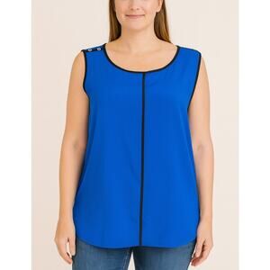 Calvin Klein top/blouse royal blue and black sleeveless blouse shoulder button